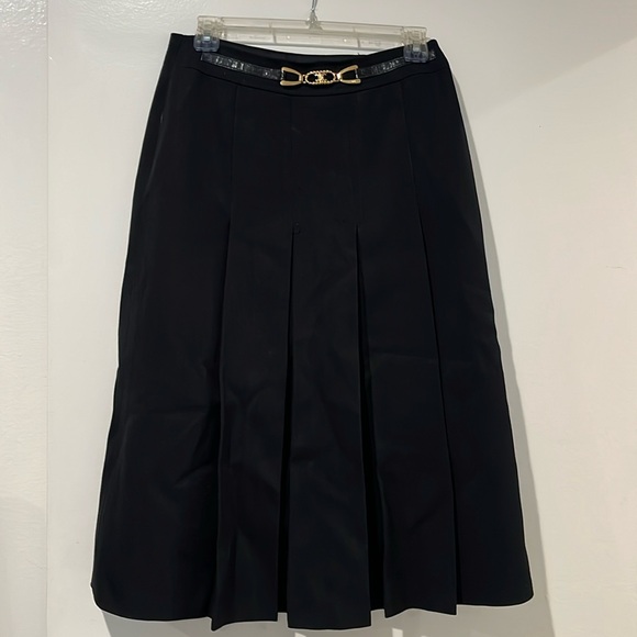 Authentic Celine Vintage wool skirt SZ 6, gold hardware belt detail - Picture 1 of 5